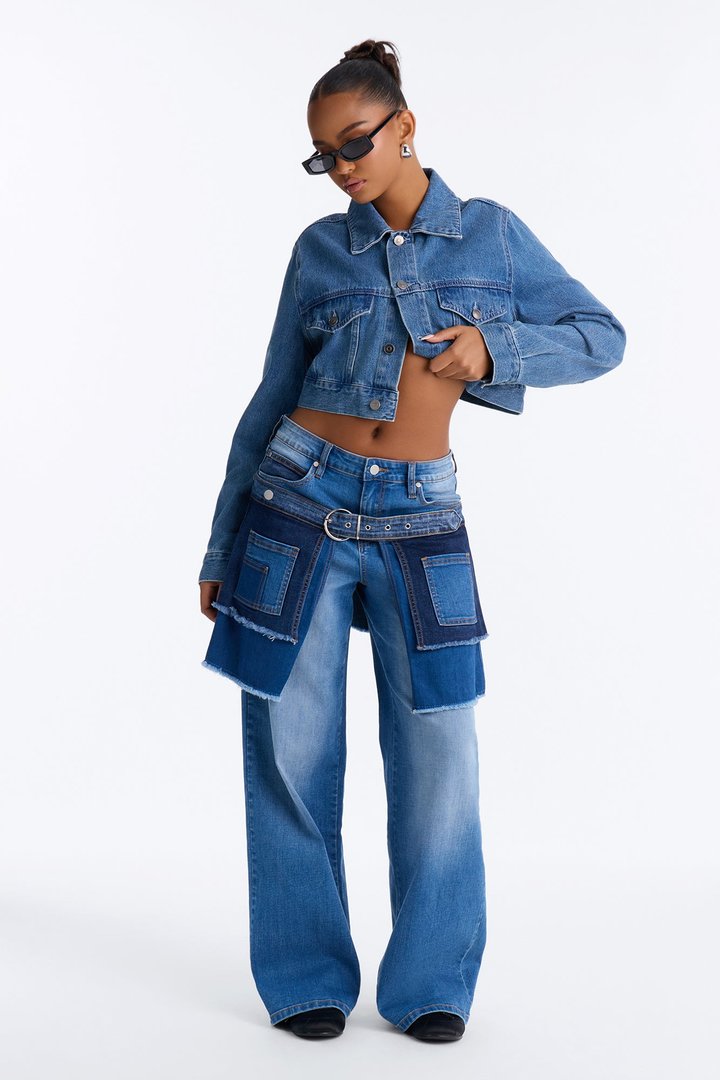 Double Dealing Straight Leg Skirt Jeans - Medium Wash