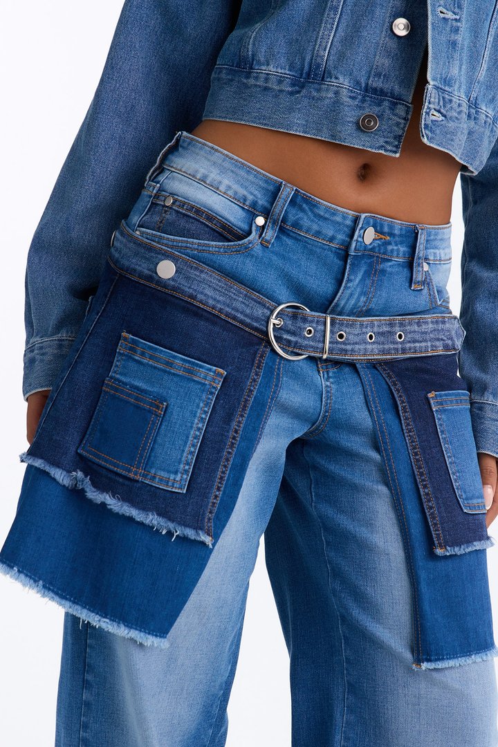 Double Dealing Straight Leg Skirt Jeans - Medium Wash