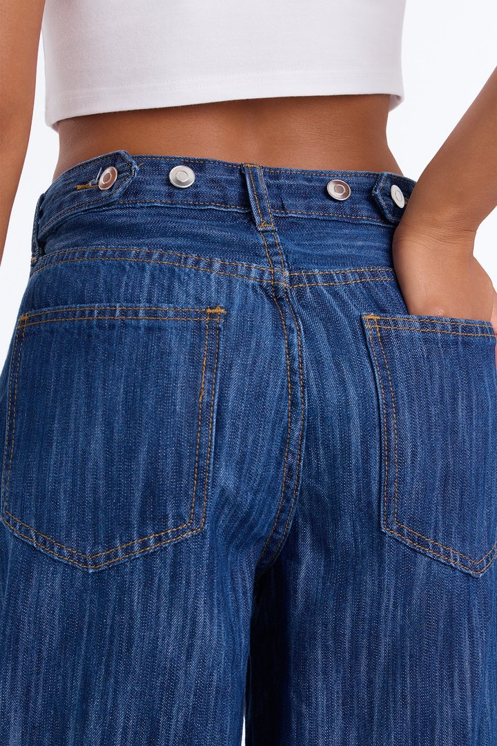 Madison Slubby Ankle Length Balloon Jeans - Dark Wash