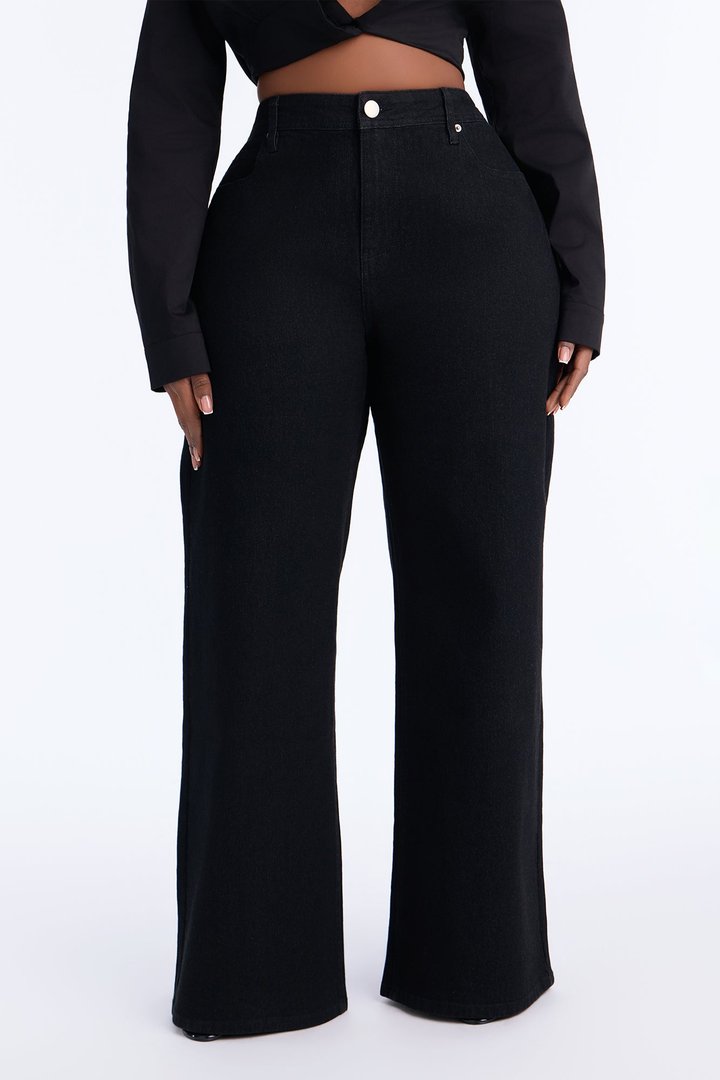 Northie Drop Waist Loose Wide Leg Jeans - Black