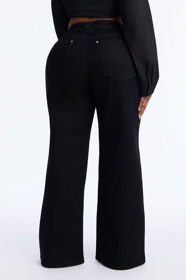 Northie Drop Waist Loose Wide Leg Jeans - Black