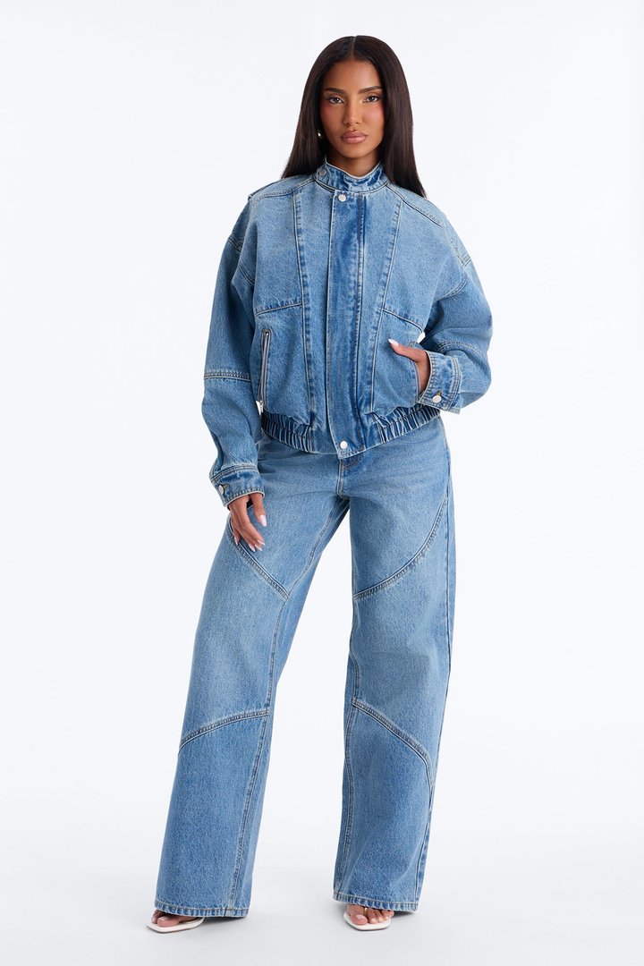 Bringing Denim Back Pant Set - Medium Wash