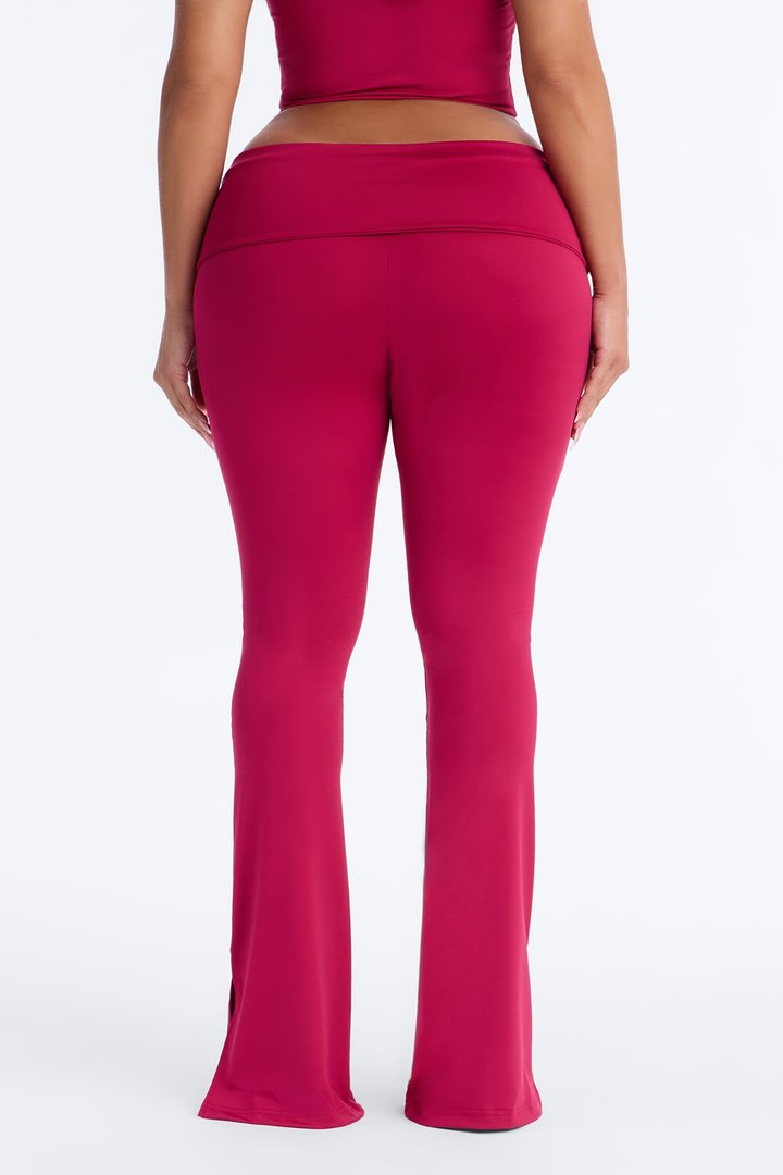 Contour Foldover Split Flare Legging - Raspberry