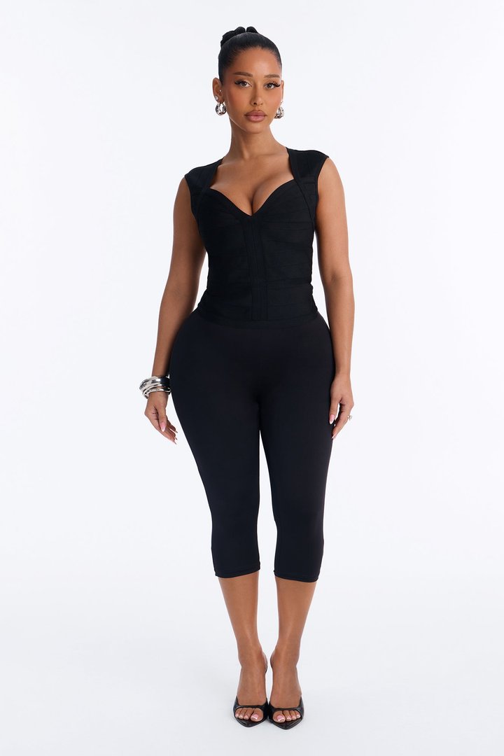 Blake Deep V Neck Bandage Sleeveless Top - Black
