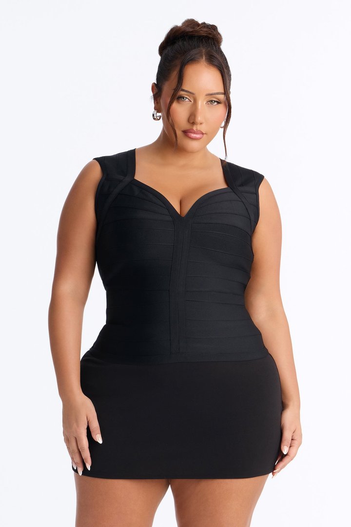Blake Deep V Neck Bandage Sleeveless Top - Black