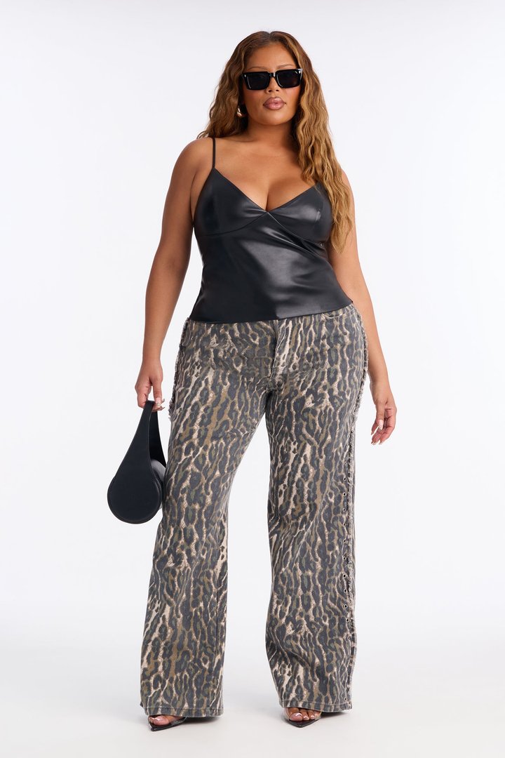Girl Dinner V-Neck Faux Leather Top - Black