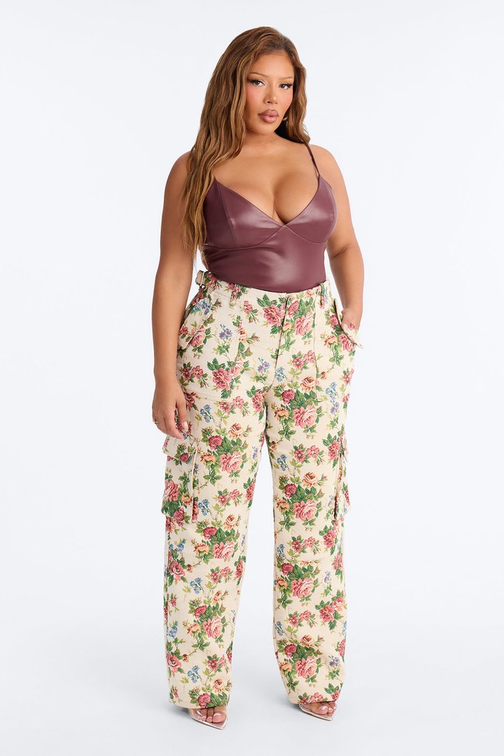 Girl Dinner V-Neck Faux Leather Top - DarkRed