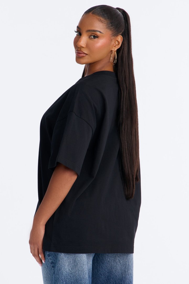 100% Premium Cotton Short Sleeve Boyfriend T-Shirt - Black