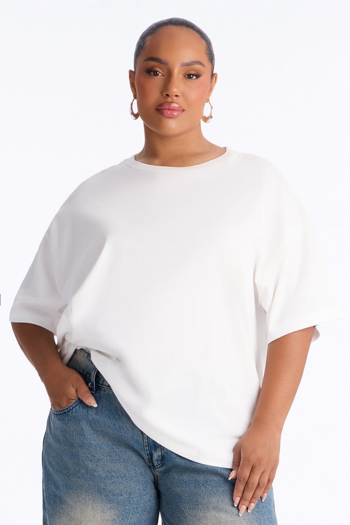 100% Premium Cotton Short Sleeve Boyfriend T-Shirt - White