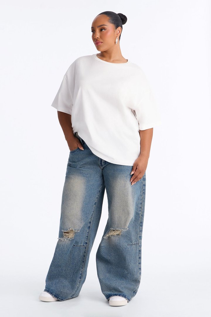 100% Premium Cotton Short Sleeve Boyfriend T-Shirt - White