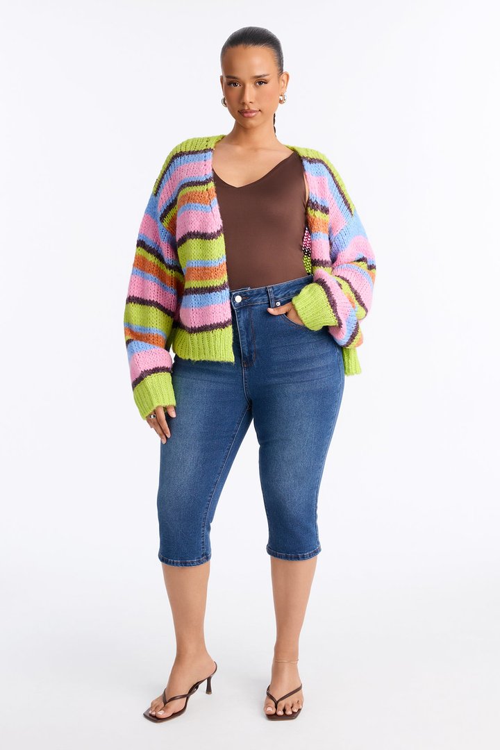 Soft Rustle Striped Cardigan - Multi Color