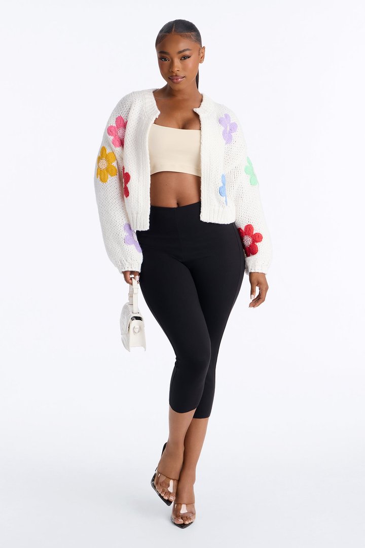 Spring Somewhere Embellished Floral Cardigan - White/combo