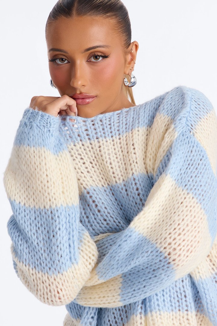Feeling Extra Soft Striped Sweater - Blue/combo