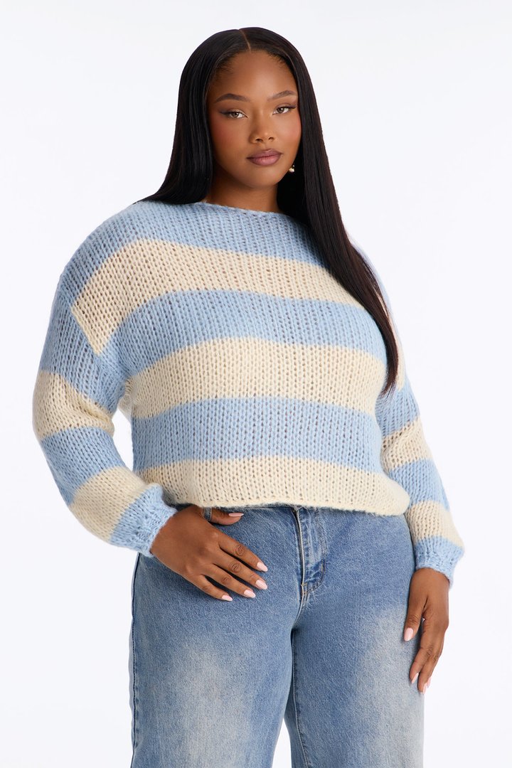Feeling Extra Soft Striped Sweater - Blue/combo