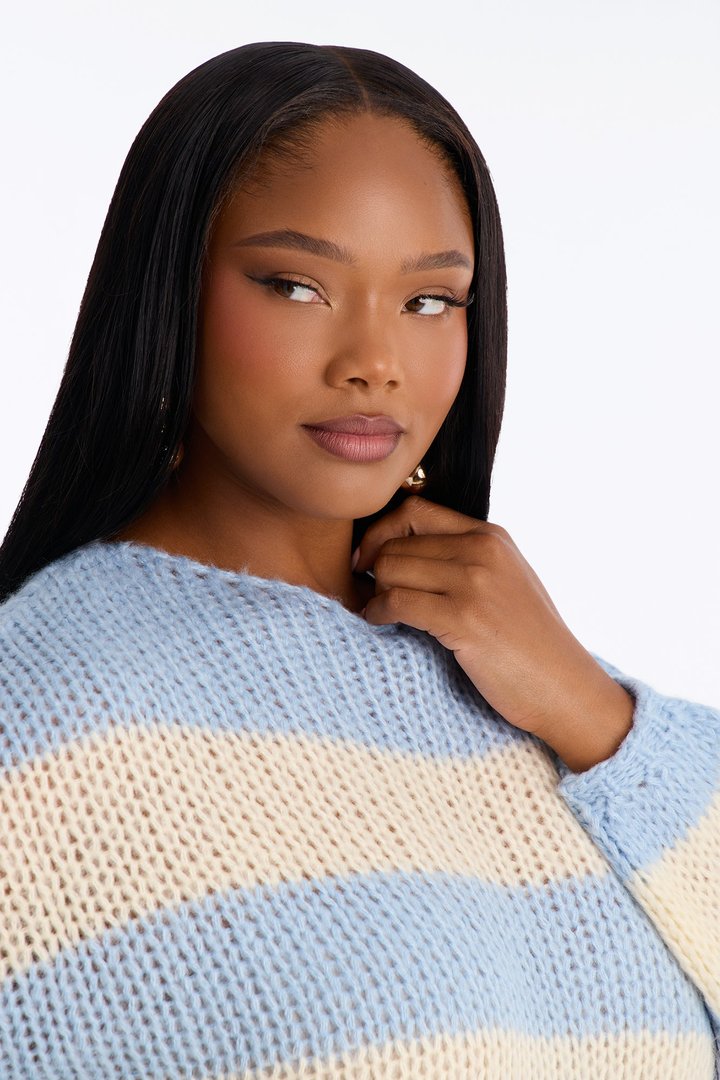 Feeling Extra Soft Striped Sweater - Blue/combo