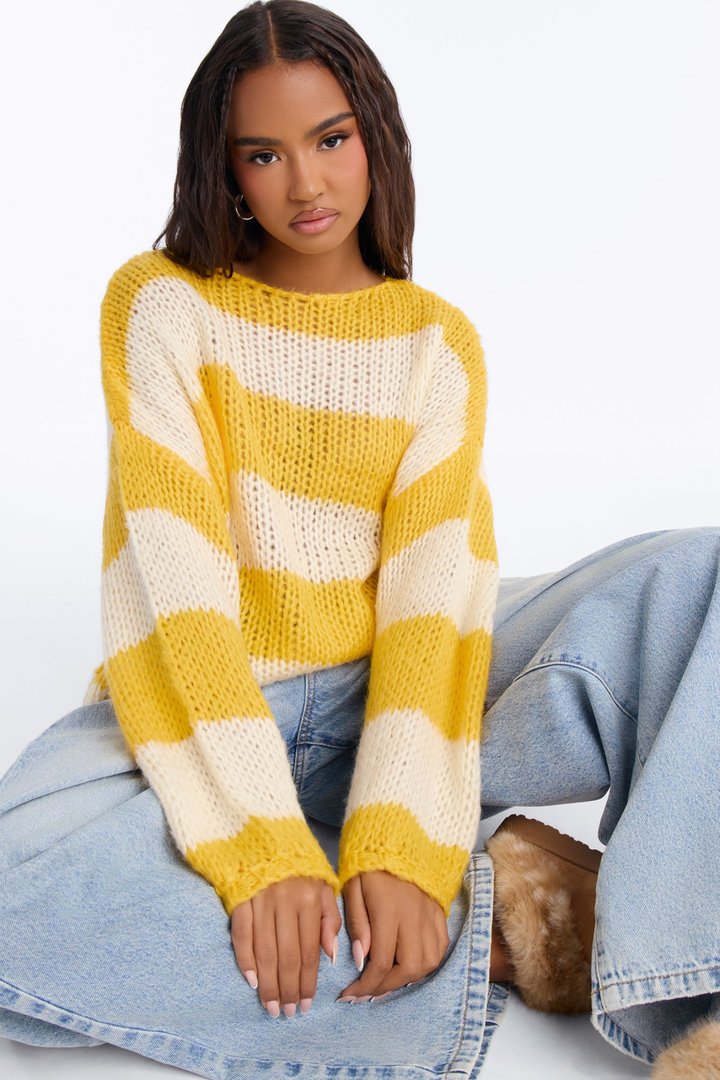Feeling Extra Soft Striped Sweater - Butter Yellow
