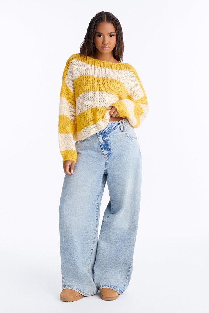 Feeling Extra Soft Striped Sweater - Butter Yellow