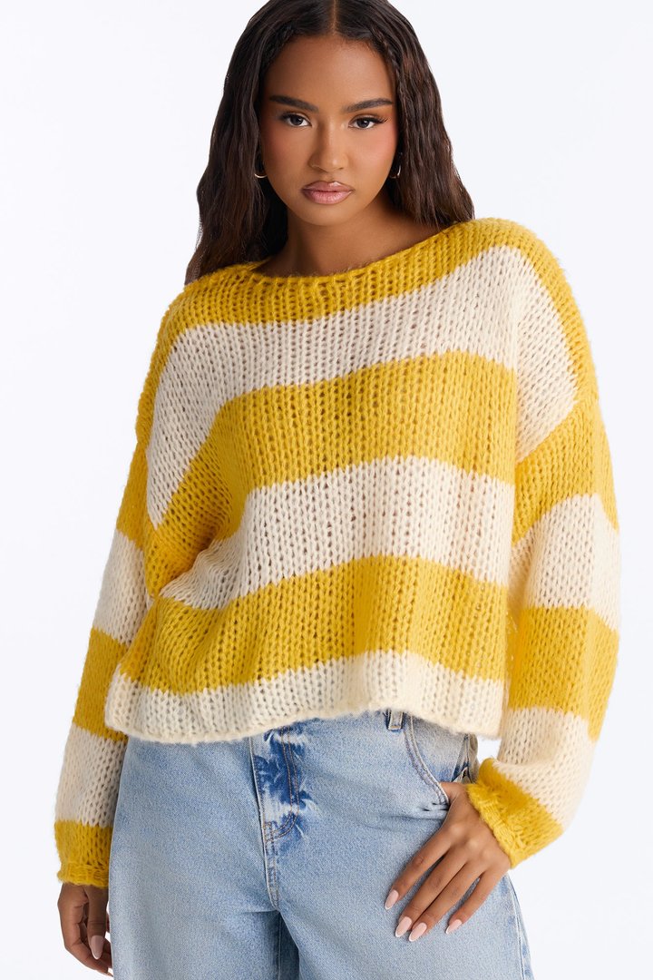 Feeling Extra Soft Striped Sweater - Butter Yellow