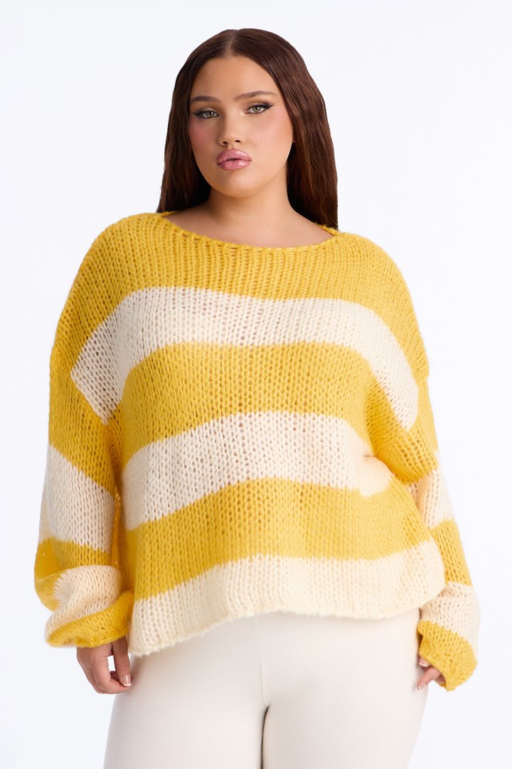 Feeling Extra Soft Striped Sweater - Butter Yellow
