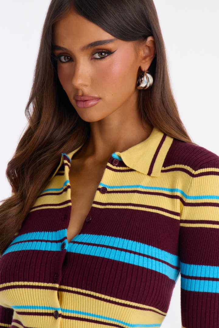 Claudia Striped Cardigan Top - Multi Color