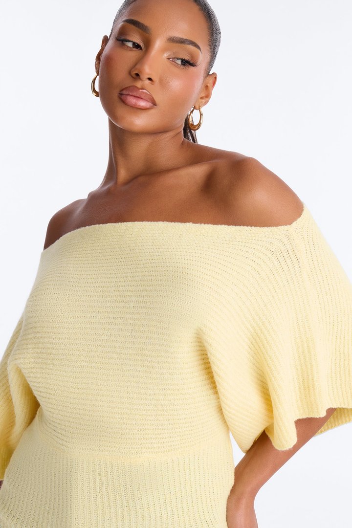 Carol One Shoulder Sweater Top - Butter Yellow