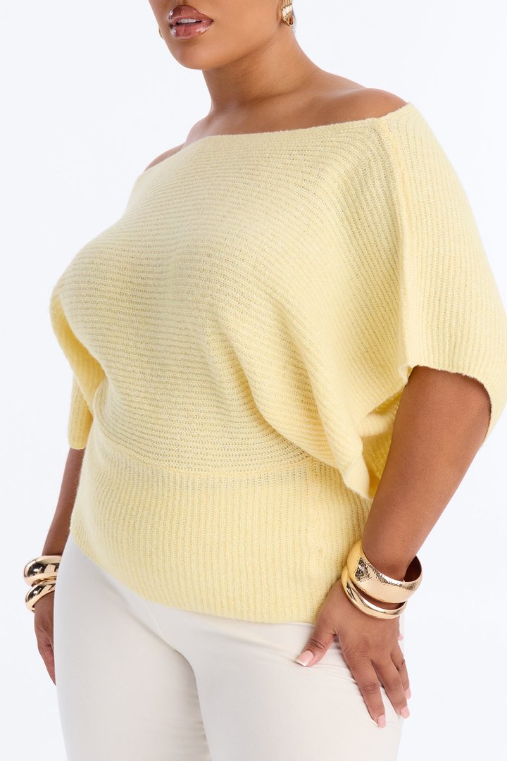Carol One Shoulder Sweater Top - Butter Yellow