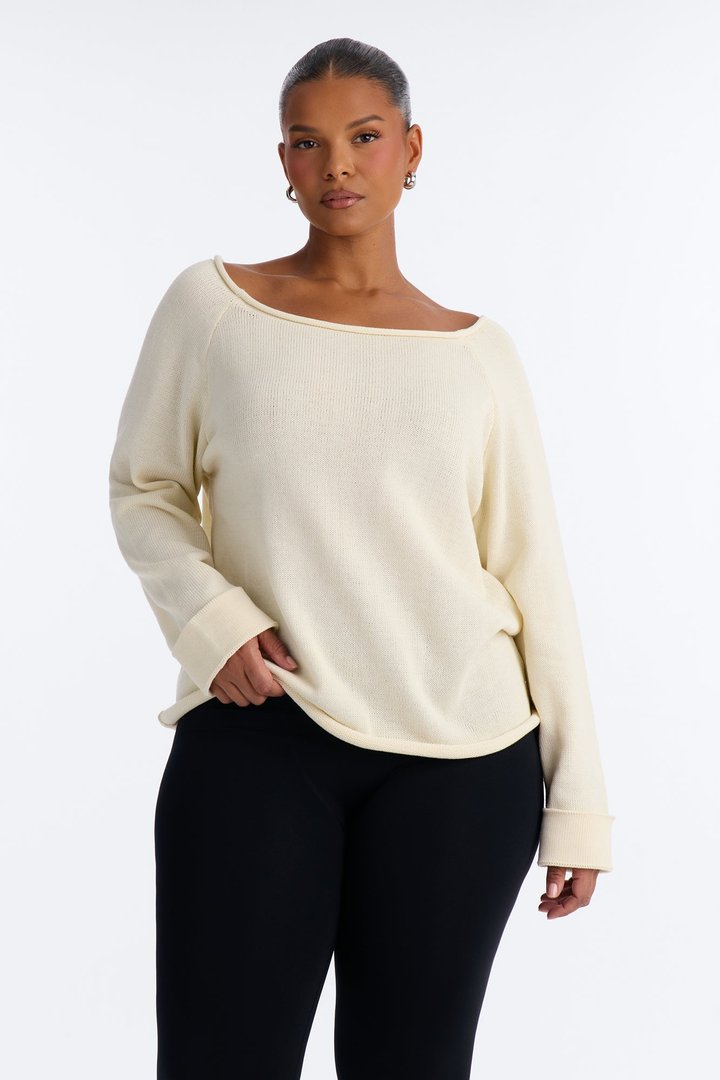 Casey Off Shoulder Long Sleeve Sweater - Ivory