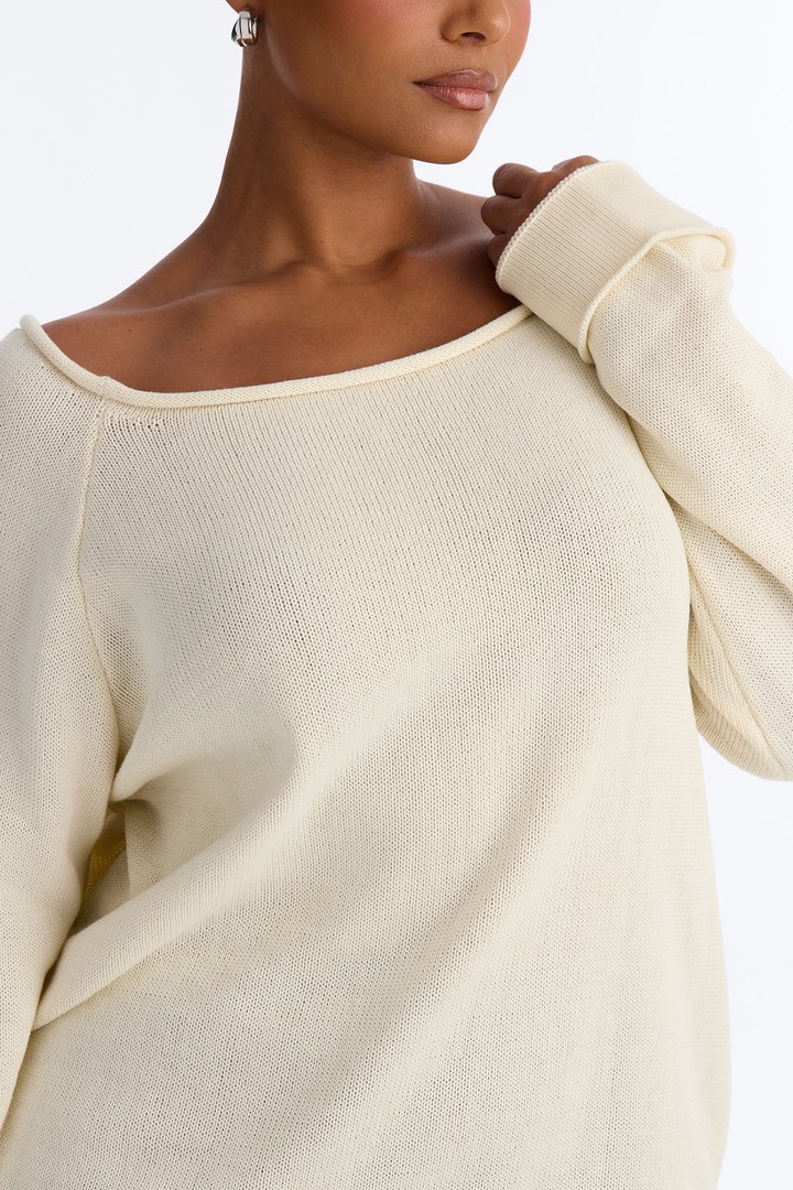 Casey Off Shoulder Long Sleeve Sweater - Ivory