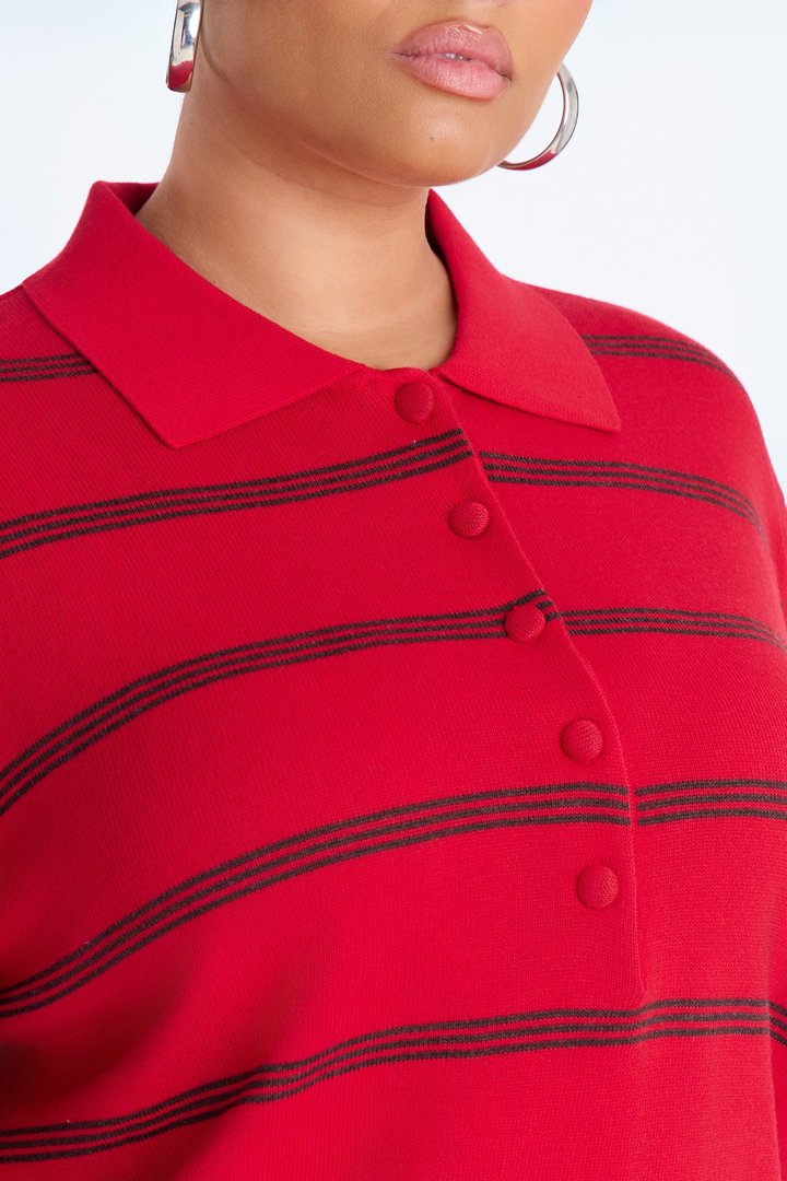 Calm Mornings Striped Pullover Sweater - Red/combo