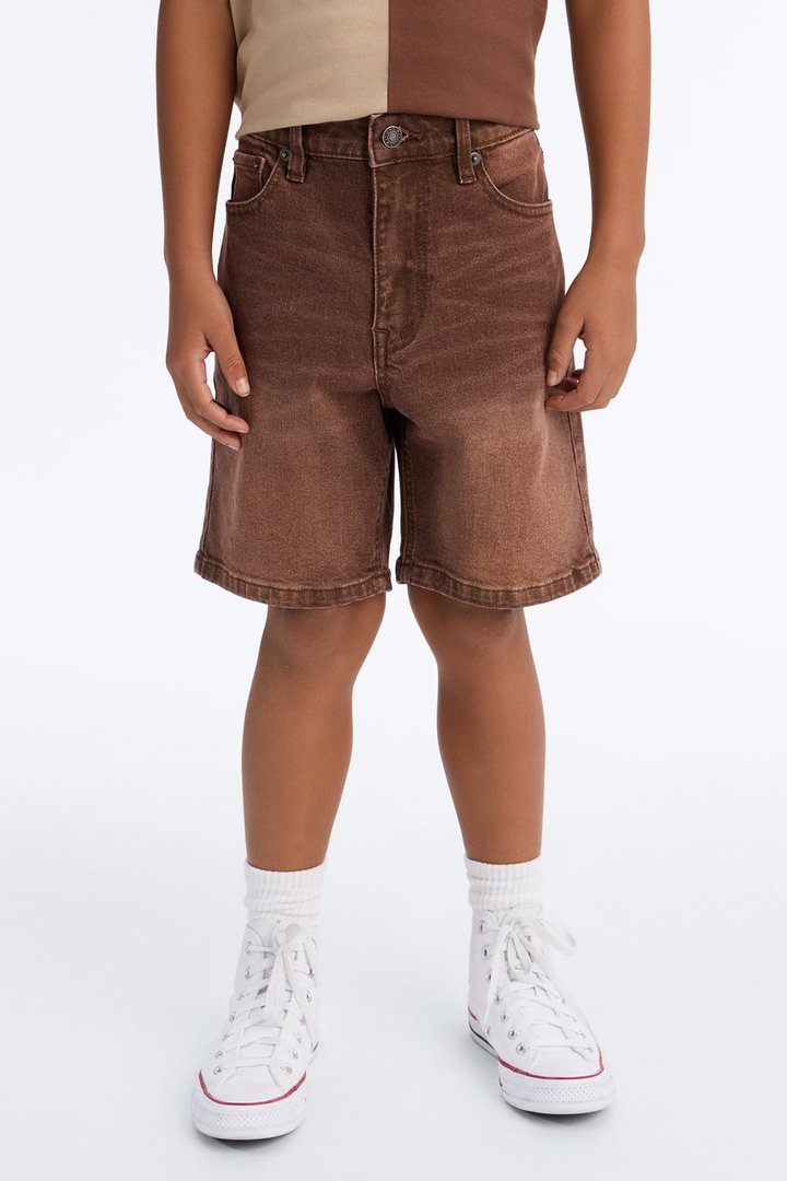 Mini Essential Hue Relaxed Denim Short - Brown