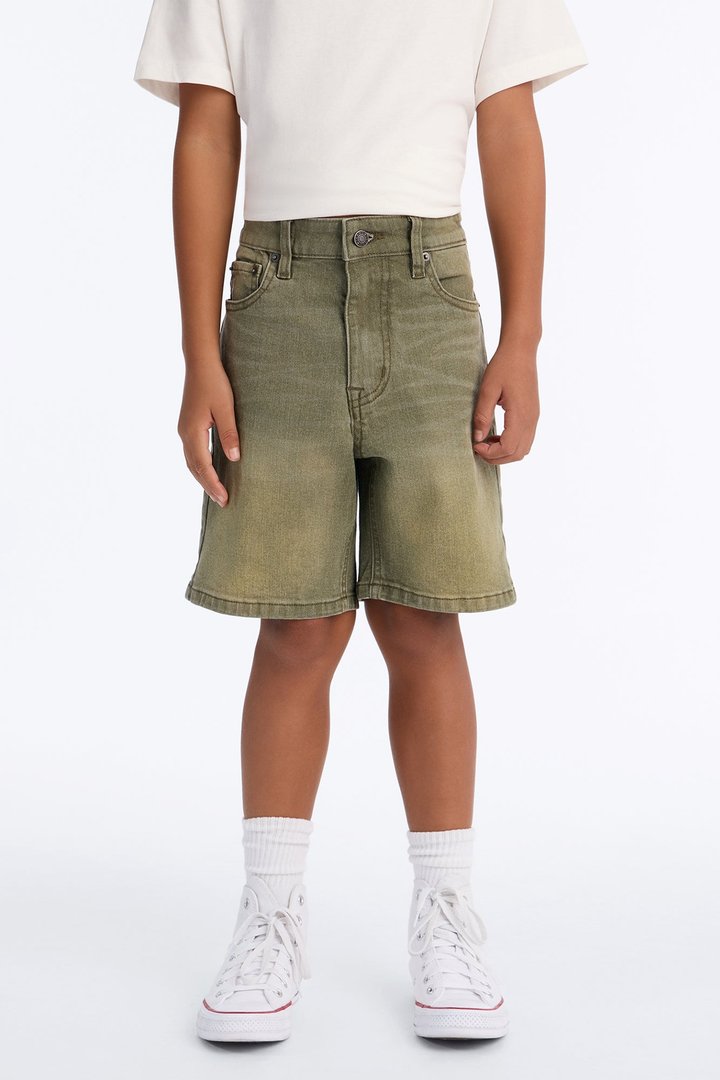 Mini Essential Hue Relaxed Denim Short - Olive