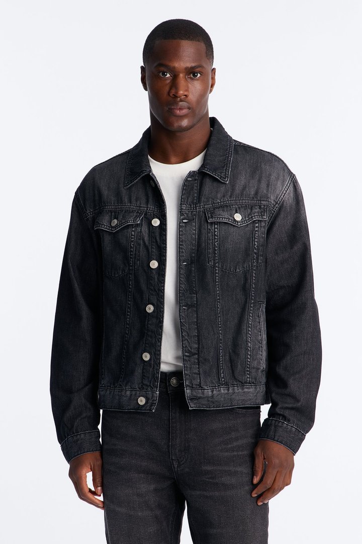 Everyday Hemp Denim Trucker Jacket - Black Wash