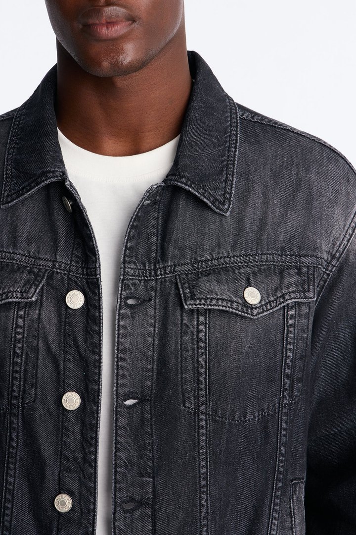 Everyday Hemp Denim Trucker Jacket - Black Wash