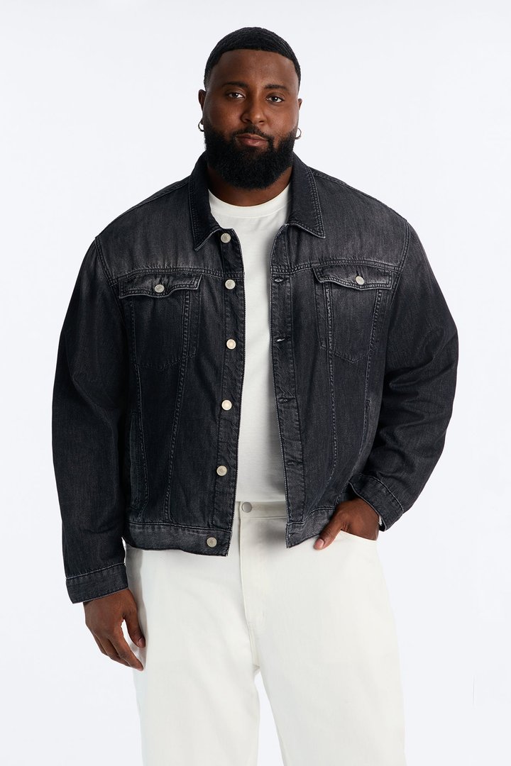 Everyday Hemp Denim Trucker Jacket - Black Wash