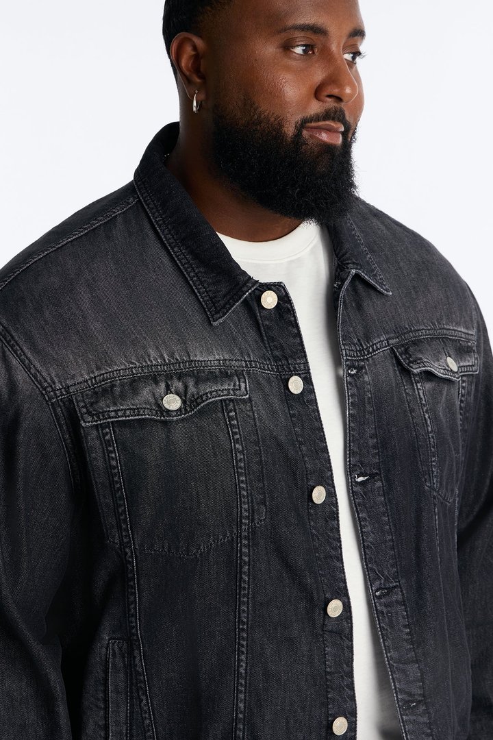 Everyday Hemp Denim Trucker Jacket - Black Wash