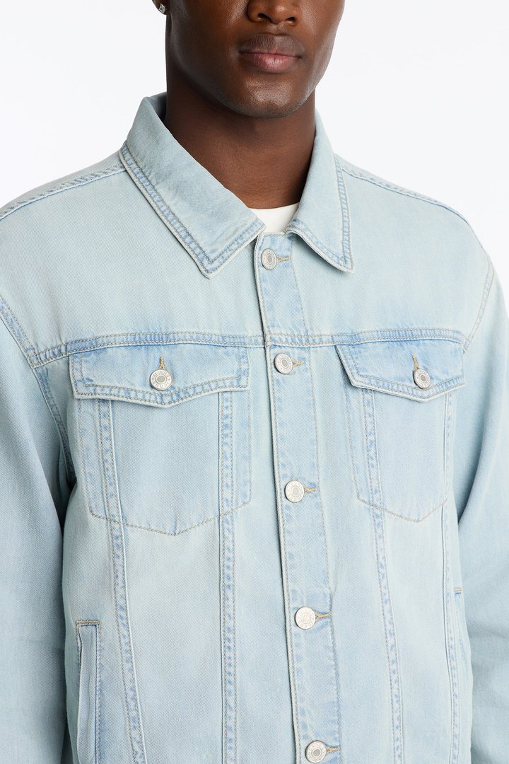 Everyday Hemp Denim Trucker Jacket - Light Blue Wash