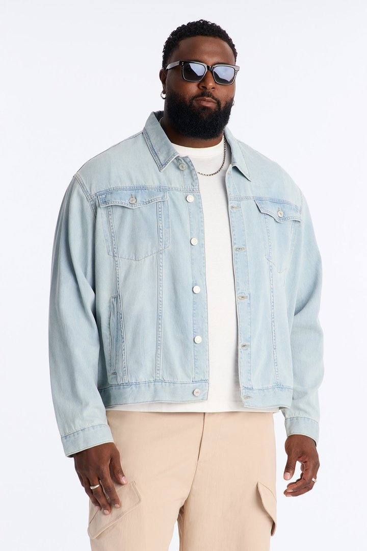 Everyday Hemp Denim Trucker Jacket - Light Blue Wash