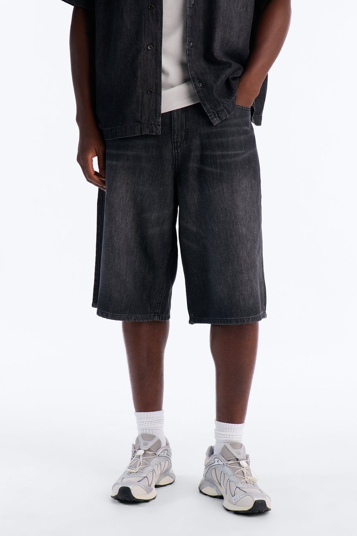 Everyday Hemp Baggy Denim Short - Black Wash