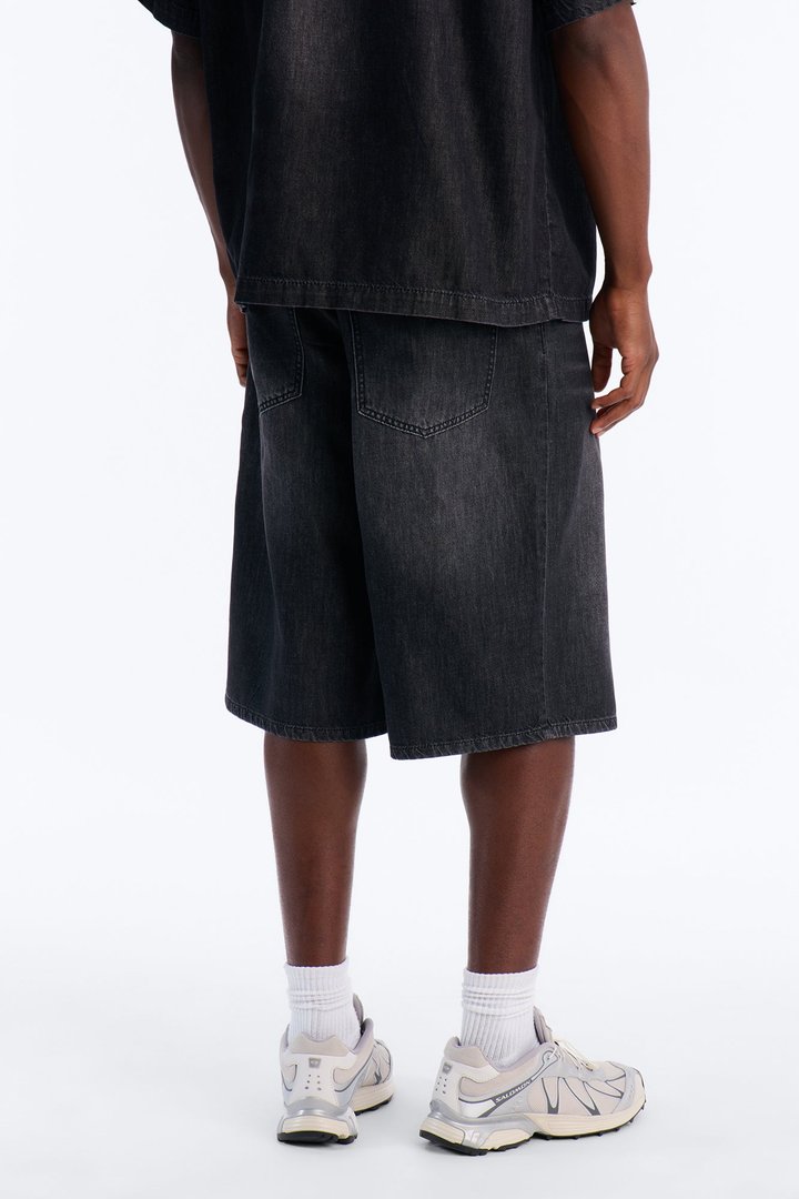 Everyday Hemp Baggy Denim Short - Black Wash
