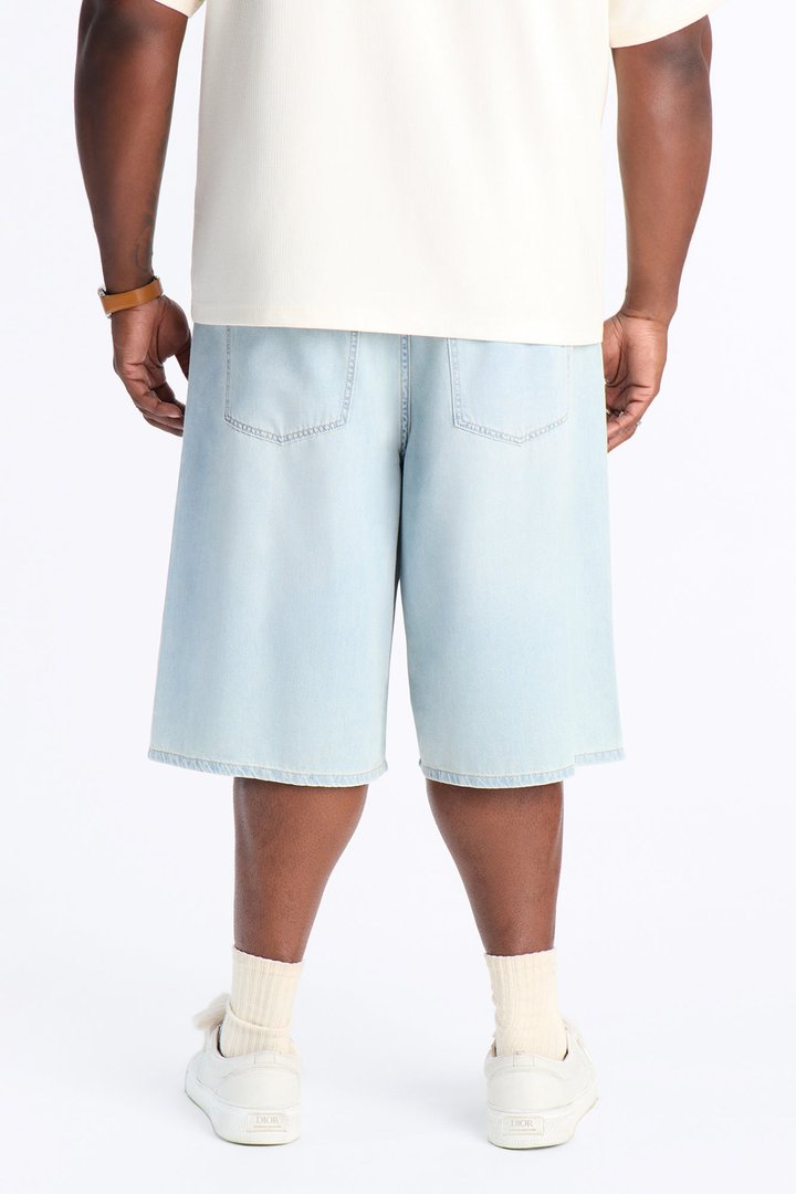 Everyday Hemp Baggy Denim Short - Light Blue Wash