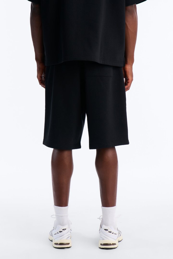 Royalty Pearl Embroidered Baggy Sweatshort - Black