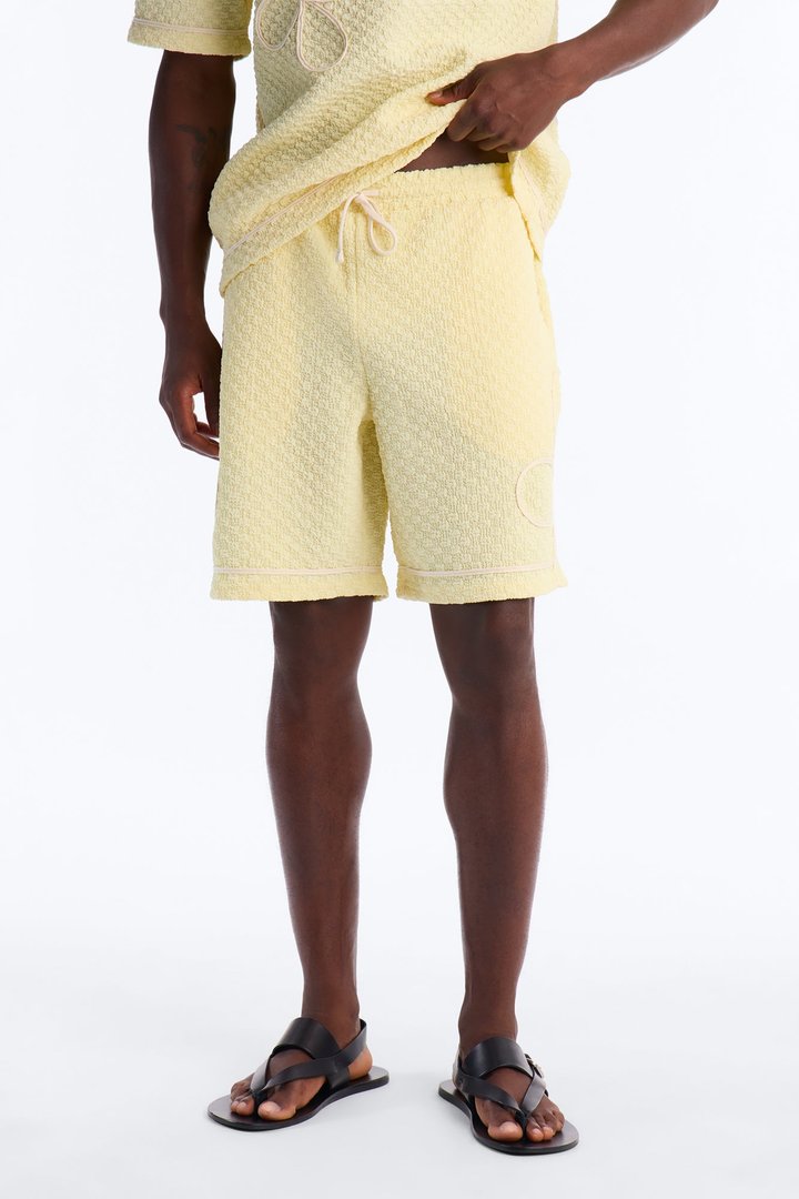 Relaxed Soho Weave Applique Textured Short - Yellow/combo