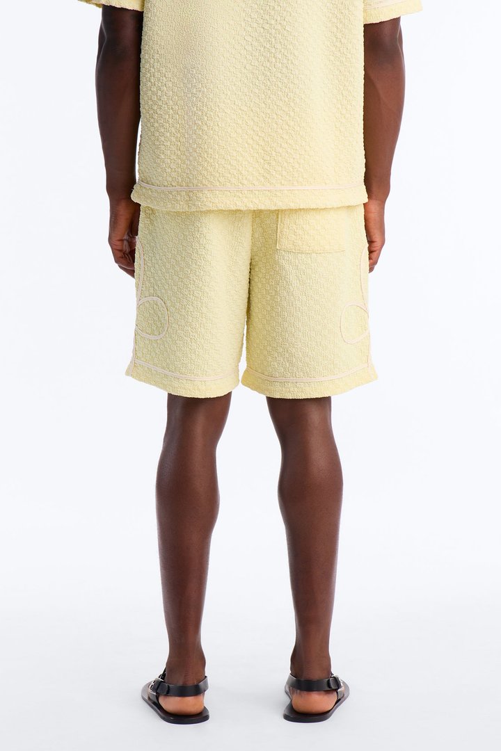 Relaxed Soho Weave Applique Textured Short - Yellow/combo