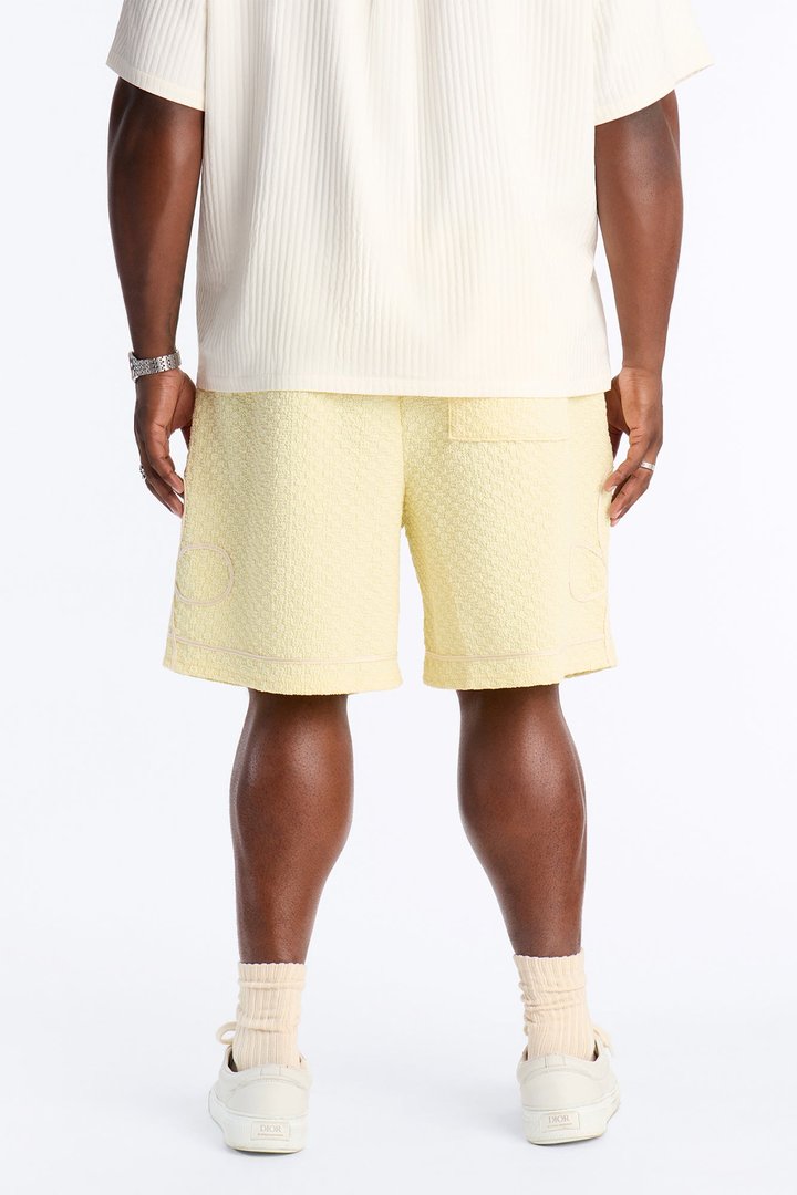 Relaxed Soho Weave Applique Textured Short - Yellow/combo