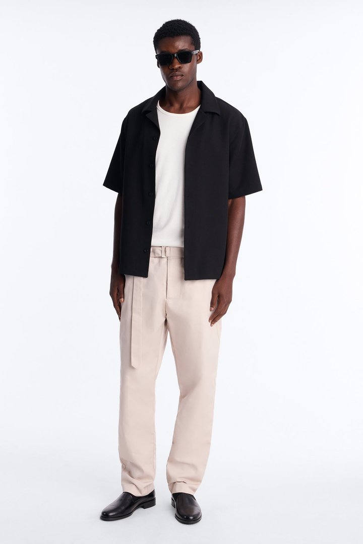 Malakai Belted Straight Leg Pant - Beige