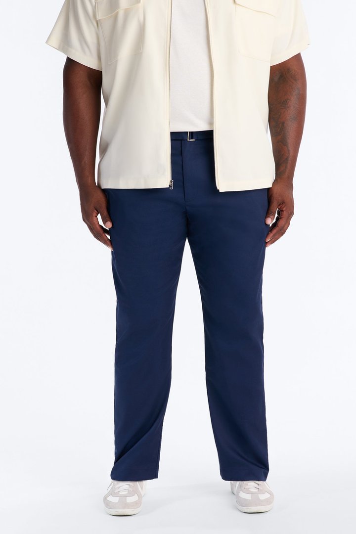Malakai Belted Straight Leg Pant - Navy