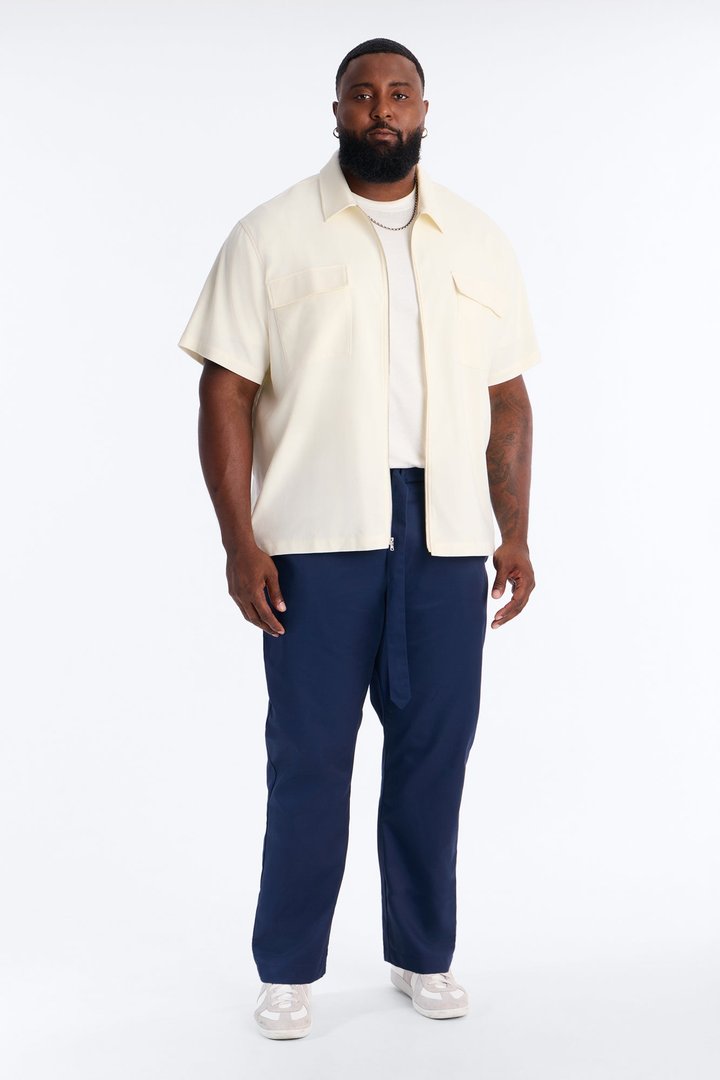 Malakai Belted Straight Leg Pant - Navy