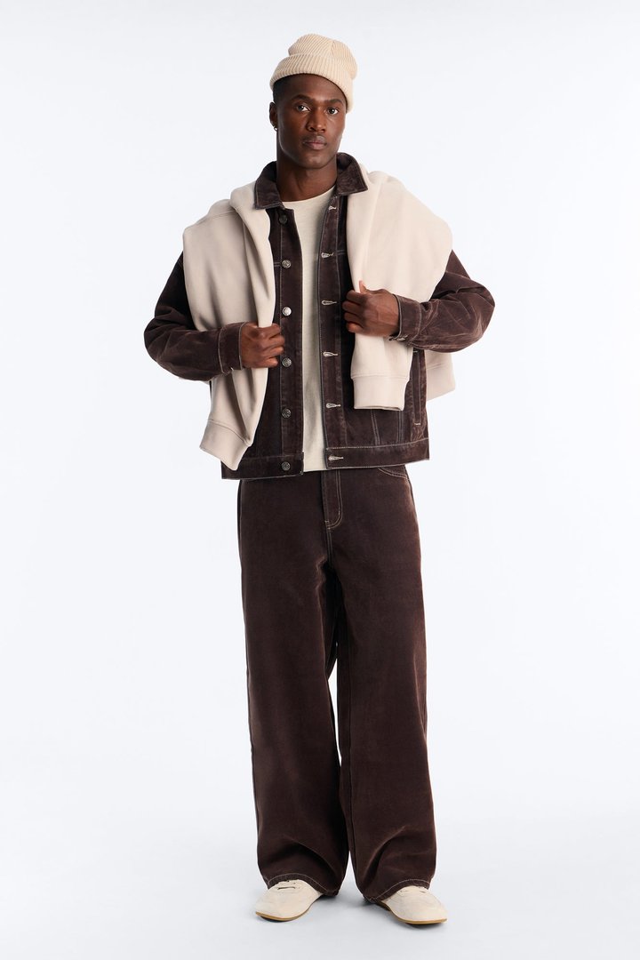 Baggy Studio Flocked Jean - Dark Brown