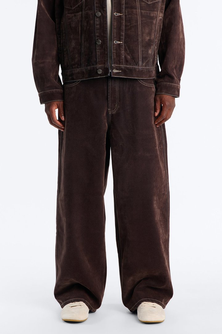 Baggy Studio Flocked Jean - Dark Brown