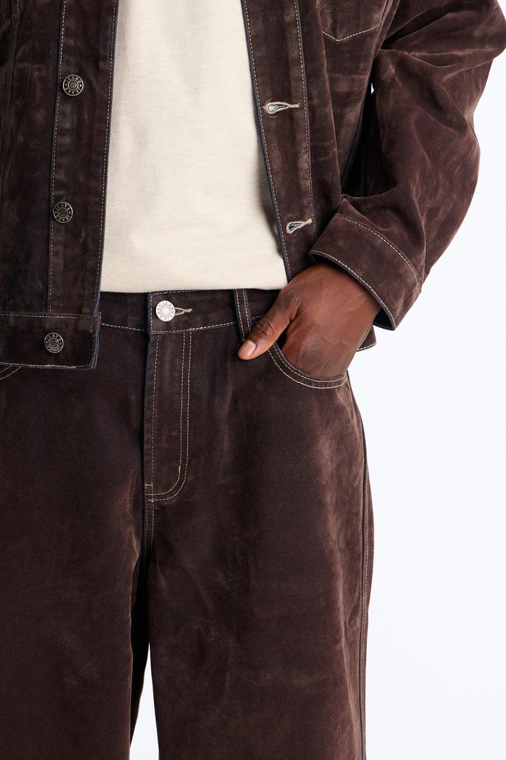 Baggy Studio Flocked Jean - Dark Brown